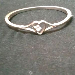 Heart Silvertone Bracelet with Clear Rhinestone Inside